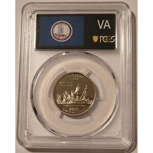 2000 S Clad Virginia State Quarter Proof PR70 DCAM PCGS Flag Label